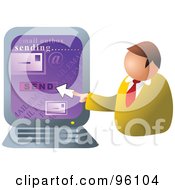 Poster, Art Print Of Businessman Sending Email On A Computer