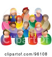Royalty Free RF Clipart Illustration Of A Diverse Crowd Of Colorful Faceless People