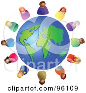 Poster, Art Print Of Diverse Globe Circled By Colorful People