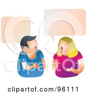 Poster, Art Print Of Couple Having A Conversation Under Word Balloons