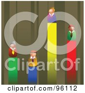 Poster, Art Print Of Competitive Businessmen On Different Lines Of A Vertical Bar Graph
