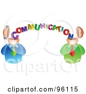 Royalty Free RF Clipart Illustration Of Two Businessmen With Communication Flowing From Brain To Brain