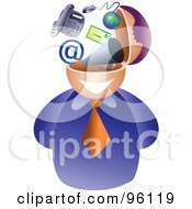 Royalty Free RF Clipart Illustration Of A Businessman With A Communications Brain