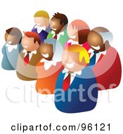 Poster, Art Print Of Royalty-Free Rf Clipart Illustration Of Two Diagonal Rows Of Diverse Business People