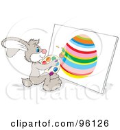 Poster, Art Print Of Artistic Bunny Painting An Easter Egg On Canvas