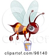 Cute Brown And Orange Bee Carrying A Pail Of Honey