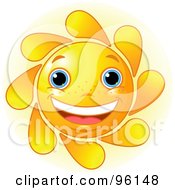 Royalty Free RF Clipart Illustration Of A Cute Sun Face Smiling by Pushkin