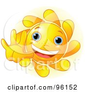 Poster, Art Print Of Cute Sun Face Holding A Hand Out