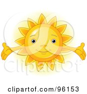 Poster, Art Print Of Cute Sun Face With Open Arms