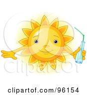 Poster, Art Print Of Cute Sun Face Holding A Beverage
