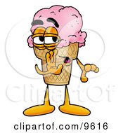 Ice Cream Cone Mascot Cartoon Character Whispering And Gossiping
