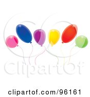 Poster, Art Print Of Group Of Swaying Colorful Party Balloons On Strings