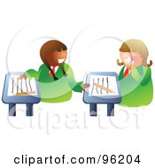 Poster, Art Print Of Two School Girls Chatting At Their Desks In Class