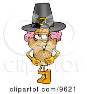 Poster, Art Print Of Ice Cream Cone Mascot Cartoon Character Wearing A Pilgrim Hat On Thanksgiving