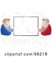 Poster, Art Print Of Two Happy Caucasian Businessmen Holding Up A Blank Sign