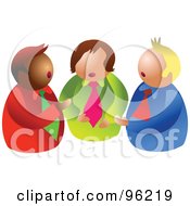 Royalty Free RF Clipart Illustration Of A Trio Of Businessmen Talking In A Half Circle