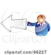 Royalty Free RF Clipart Illustration Of A Businessman Holding A Left Arrow