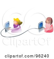 Poster, Art Print Of Two Women Working On A Business Network