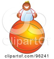Royalty Free RF Clipart Illustration Of A Happy Man On Top Of A Basketball