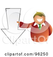 Royalty Free RF Clipart Illustration Of A Businessman Holding A Down Arrow