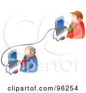 Poster, Art Print Of Two Businessmen Working On A Business Network