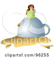 Woman On Top Of A Tipped Over Coffee Cup
