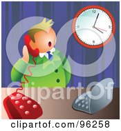 Royalty Free RF Clipart Illustration Of A Businessman Chatting On A Telephone While Sitting In Front Of A Laptop Computer by Prawny