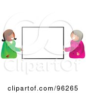 Poster, Art Print Of Two Friendly Businesswomen Holding Up A Blank Sign