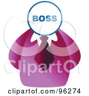 Royalty Free RF Clipart Illustration Of A Businessman With A Boss Sign Face