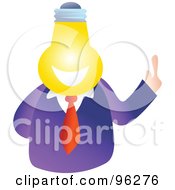 Poster, Art Print Of Businessman With A Light Bulb Face