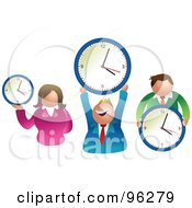 Poster, Art Print Of Happy Businses Team Holding Round Clocks