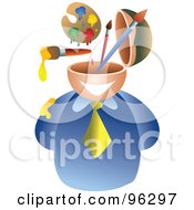 Royalty Free RF Clipart Illustration Of A Businessman With An Art Brain