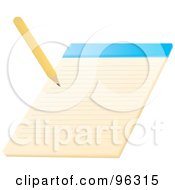 Poster, Art Print Of Yellow Pencil Writing On A Notepad