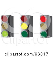 Poster, Art Print Of Digital Collage Of Green Yellow And Red Stop Lights