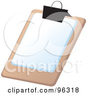 Royalty Free RF Clipart Illustration Of A Piece Of Blank Paper Clipped To A Clipboard