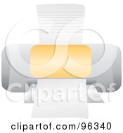 Royalty Free RF Clipart Illustration Of A Compact Desktop Printer With Ruled Paper