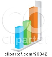 Poster, Art Print Of 3d Bar Graph Of Blue Green Orange And White Columns