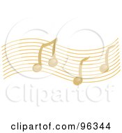 Poster, Art Print Of Golden Wave Of Music Notes