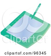 Royalty Free RF Clipart Illustration Of A Green And Blue Artist Pen And Tablet