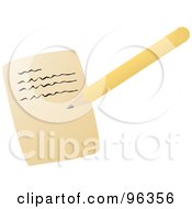 Royalty Free RF Clipart Illustration Of A Yellow Pencil Writing A Letter by Rasmussen Images