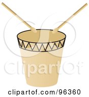 Royalty Free RF Clipart Illustration Of A Pair Of Drumsticks Over A Drum by Rasmussen Images