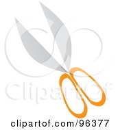 Royalty Free RF Clipart Illustration Of A Pair Of Orange Handled Scissors