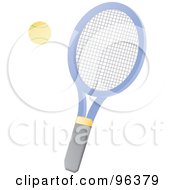 Poster, Art Print Of Yellow Tennis Ball And Blue Racket