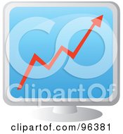 Royalty-Free (RF) Clipart Illustration of a Red Growth Arrow Spanning A Computer Screen by Rasmussen Images #COLLC96381-0030