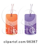 Poster, Art Print Of Digital Collage Of Orange And Purple Floral Grunge Retail Tags