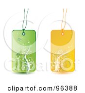 Poster, Art Print Of Digital Collage Of Green And Yellow Floral Grunge Retail Tags
