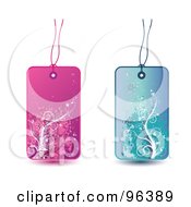 Poster, Art Print Of Digital Collage Of Pink And Blue Floral Grunge Retail Tags