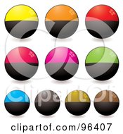 Royalty Free RF Clipart Illustration Of A Digital Collage Of Round Half Black Half Colored App Icon Buttons