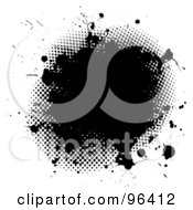 Royalty Free RF Clipart Illustration Of A Black Splatter Of Ink Over Halftone Dots And White