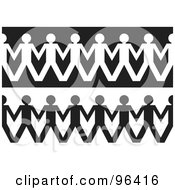 Royalty Free RF Clipart Illustration Of A Digital Collage Of Paper People Borders Shown With White On Black And Black On White